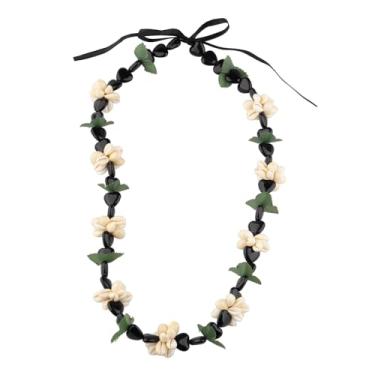 Imagem de KUIYAI Colar havaiano de nozes Kukui com fecho de laço de contas grossas em forma de coração, Sem Pedra Preciosa