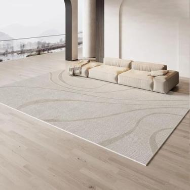 Imagem de Listrado Creme Carpete Bege Marrom Decoração Sala de Estar Tapetes Luxo Minimalista Tapetes Fácil Limpeza Conforto Quarto Tapetes,YHT142,O,80x120cm