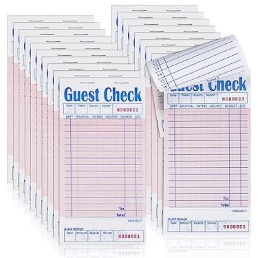 Imagem de Rcybeo Blocos de cheques para convidados (pacote com 20) blocos de notas numerados para servidores, bloco de notas de pedido de garçonete, livro de recibos de comida, 50 cheques por bloco - Total de