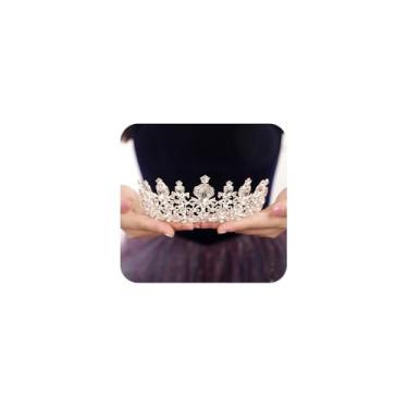 Imagem de JWICOS Tiara e coroa para mulheres e meninas, tiara de cristal, coroa de rainha, acessórios de cabelo para aniversário, noiva, dama de honra, casamento, formatura, Halloween, fantasia de Natal (prata)