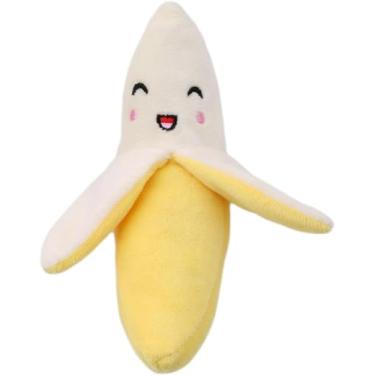 Imagem de Brinquedos para cães, brinquedos para cães Squeeze Squeaker, brinquedos de pelúcia para mastigar, brinquedos de ranger para cães (banana)