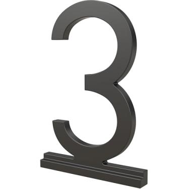 Imagem de Franklin Brass Derby (1 pacote) "7.6 cm Números modernos de casas de metal para sistema personalizado em preto fosco | Placa numérica externa | Sinal de endereço personalizado resistente à ferrugem