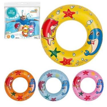 Imagem de Boia de Ar Circular Colorida Piscina Praia Infantil 60cm Cores Sortida