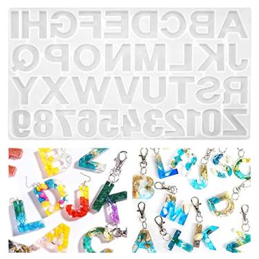 Imagem de Moldes de resina de alfabeto de silicone, joias do alfabeto digital, moldes de resina de silicone, moldes de alfabeto de chocolate, para fundição de artesanato DIY.