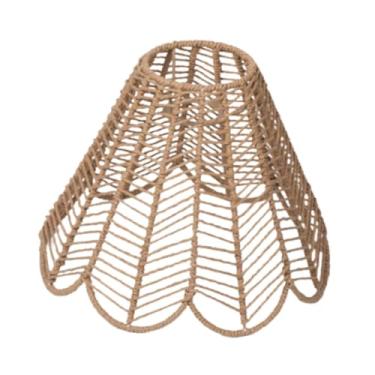 Imagem de WeiLaiKeQi Sombra de lâmpada pendente, abajur de imitação de rattan, capa de luz do candelabro, abajur para hotel, quarto, sala de jantar, cozinha, ilha