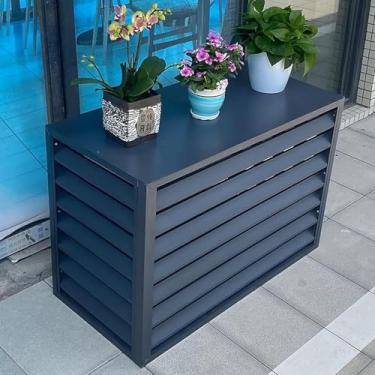 Imagem de Tela de privacidade para cobertura de ar condicionado de cerca externa, tampa de ar condicionado de alumínio para unidades externas, redução de ruído, antirroubo, grades de proteção para bom