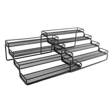 Imagem de Organizador Expansível de Rack de Temperos para Armário, Organizador de Temperos de 4 Camadas Prateleira Expansível, Organizador de Temperos de Gabinete, Suporte de Armazenamento