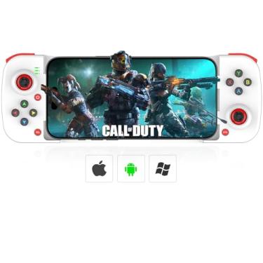 Imagem de Megadream Controle de jogo móvel para iPhone iOS Android PC: funciona com iPhone 16/15/14/13/12/11, iPad, Samsung Galaxy, TCL, Tablet, Call of Duty, Asphalt 8/9 - Reproduzir diretamente (branco)