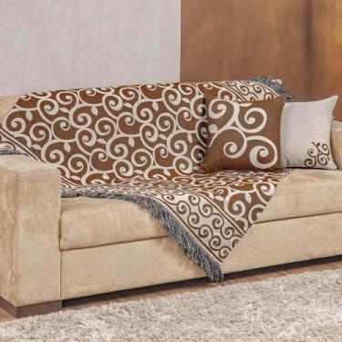 Imagem de Kit Xale Decorativo Turin Jacquard Estampado 3 Peças - Arabesco Coral 