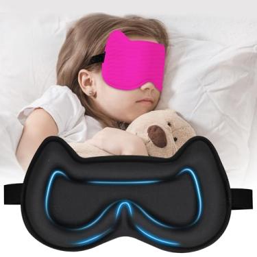 Imagem de Máscara de dormir infantil 3D: Máscaras de dormir com bojo contornado em 3D, cobertura para os olhos para dormir com alça ajustável, espuma viscoelástica leve para olhos noturnos para meninos meninas
