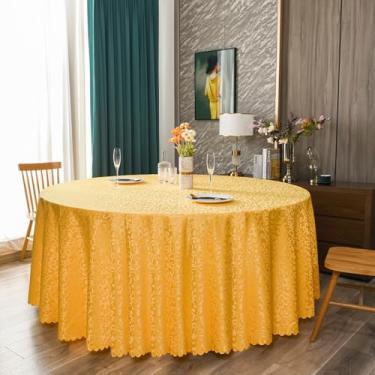 Imagem de JONKMY Toalha de mesa de hotel, restaurante, toalhas de mesa redondas modernas, decoração de mesa para cozinha interna, jantar, banquete, restaurante, capa protetora, lavável, dourada, 280 cm