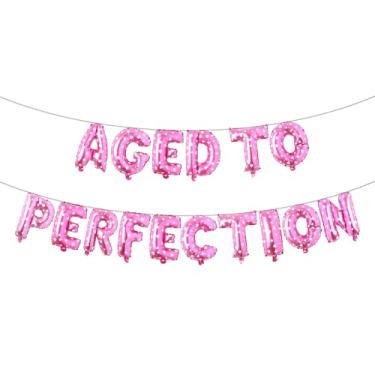 Imagem de Birthday Party Decorations for Men-Aged to Perfection Party Supplies Aged To Perfection Balloons,Birthday Banner Foil Balloons (AGED TO PERFECTION Pink Heart)