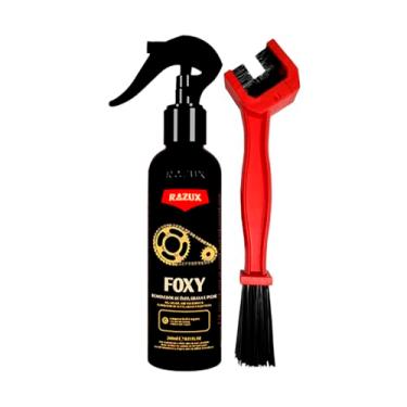 Imagem de Kit Foxy Removedor de Óleo Graxa Razux 240ml + Escova Limpa Corrente Vonixx