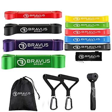 Imagem de MEGA Kit 4 Super Bands com Alças de Mão e Âncora de Porta + 5 Mini Bands Elástico Extensor Bravus