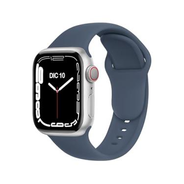 Imagem de ELETTRONEO Pulseira esportiva feminina SBC1B Ultra 2 de 49 mm, série 10 de 46 mm, 9 8 7 45 mm e 41 mm, SE 6, 5, 4, 44 mm e 40 mm, 3 2 1 42 mm 38 mm iWatch, pulseira de silicone, azul abyss
