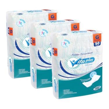 Imagem de Kit com 3 Pacotes Fralda Descartável Geriátrica Adulto Vita Plus G 150 Unidades Fita