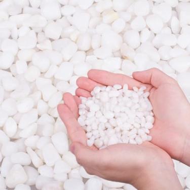 Imagem de HOT SEAL Seixos brancos de cascalho de aquário de 2,7 kg, 9,5 cm, substrato decorativo natural de aquário pequenas rochas de rio, mini pedras para aquário, bonsai de plantas aquáticas, hidrofita