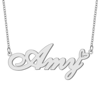Imagem de Colar com nome personalizado, banhado a ouro 18 quilates, pingente de coração de amor fofo para mulheres e meninas, Metal, aço inoxidável