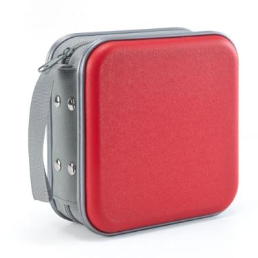 Imagem de LIOVODE Capa de DVD, estojo de CD com capacidade para 48 unidades, porta-CDs, portátil, armazenamento de plástico rígido, organizador de carteira de CD para carro (vermelho)