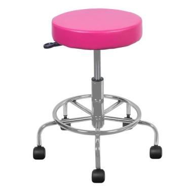 Imagem de Cadeira Mocho Cromada rosa apoio para os pes estetica regulagem de alt