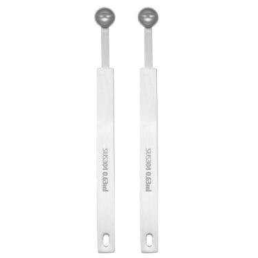 Imagem de HARFINGTON 2 colheres medidoras individuais 1/8 colher de chá (0,63 ml) colher de chá/colher de sopa de aço inoxidável 304 única tigela quadrada pequena colher de medição de cabo longo