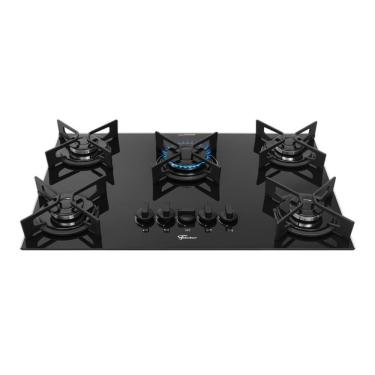 Imagem de Cooktop a Gás Fischer 5 Bocas Fit Line Trempe Iron Preto Bivolt
