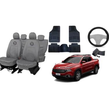 Imagem de Kit capa couro cinza + volante esportivo Toro 2016+ - aero print