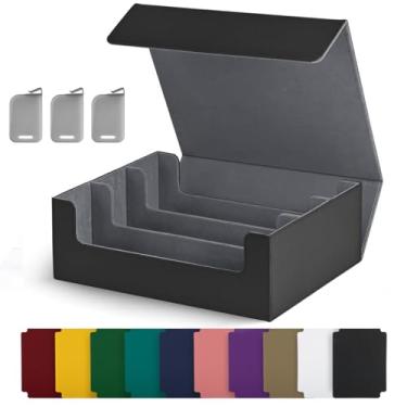 Imagem de UAONO Card Storage Box for Trading Cards, 1800+ PU Leather Commander Card Deck Case, Magnetic Closure Card Holder Fits for Magic Game Cards (Black)