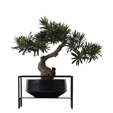 Imagem de Plantas falsas árvore artificial bem-vindo pinheiro podocarpus bonsai planta falsa verde vaso hotel janela seca paisagem zen ornamentos verde mesa verde