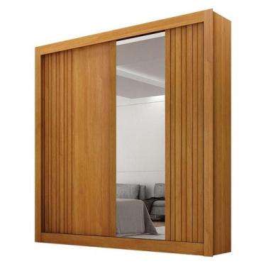 Imagem de Guarda Roupa Solteiro 2 Portas Milano com Espelho Cinamomo  Leifer Móv