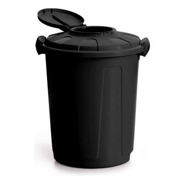 Imagem de Lixeira Preta Cesto De Lixo Grande Cozinha 60 Litros Higiene