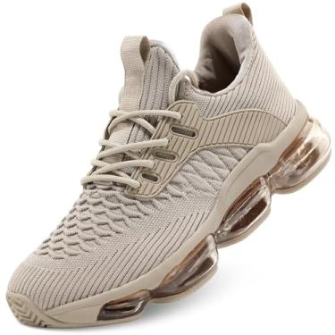 Imagem de Socviis Tênis masculino sem cadarço com almofada de ar, tênis casual, caminhada, atlético, basquete, zapatillas, Caqui, 37