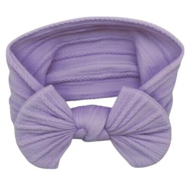 Imagem de Faixa de Cabelo com Laço para Bebê Recém-Nascido – Tecido Macio e Elástico, Acessório Infantil Confortável para Fotos, Passeios e Uso Diário (Roxo, Único)