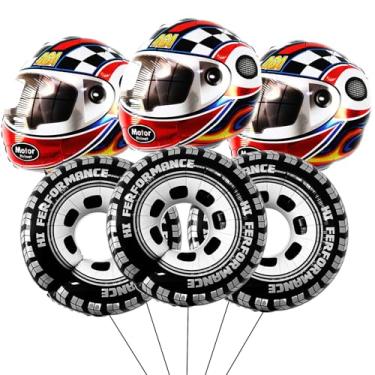 Imagem de Big Tire Balloons Cars Birthday Decorations 30inch Wheel Tire Foil Balloons for Boy Racing Car Theme Party Decorations Supplies 6pcs