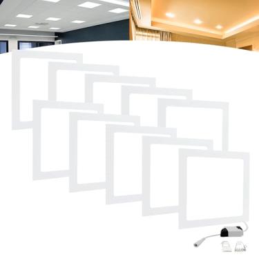 Imagem de Kit 10 Painel Plafon Led 25w Embutir Quadrado Branco Bivolt Luz Forte (Branco Frio)