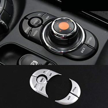 Imagem de SHIFENG Adesivos de capa de moldura de botão multimídia para console de liga de alumínio para BMW MINI Cooper Clubman Countryman JCW F54 F55 F56 F60 2014-2021 (modelo RÁDIO de 7 Botões)