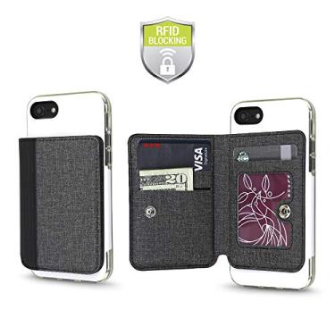 Imagem de Carteira de celular para parte de trás do telefone, porta-cartão de crédito com proteção RFID, compatível com iPhone, Galaxy e a maioria dos smartphones e capas