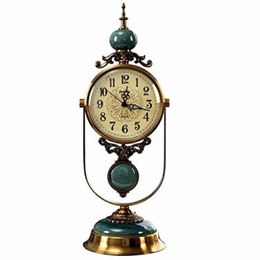 Imagem de Relógio de mesa giratório sala de estar relógio de mesa ornamentos relógio de mesa mobiliário doméstico quartzo (cor: A, tamanho: 49 cm)