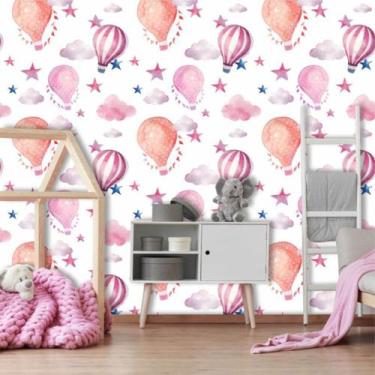 Imagem de Papel de Parede Autocolante Baby Balões e Estrelas 250 - Inove Papéis 