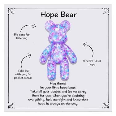 Imagem de Kvekstio Urso esperança, presente de urso de bolso para apoio emocional, saúde mental, presente de abraço de ursos de bolso para amigos familiares, presentes de alívio de estresse, lembrete diário