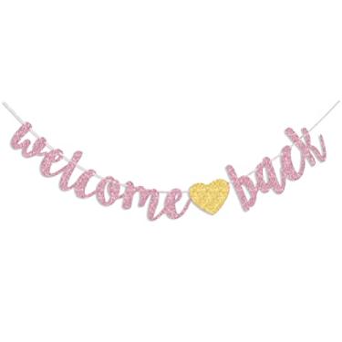 Imagem de URYYRIT Banner Welcome Back Return Home Party Paper Sign Adolescente Homecoming Return Home Retired from The Army Decorations, ouro rosa