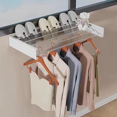 Imagem de Varal de Parede Retrátil Invisível 80cm com 5 Varetas(branco) – Ideal para Apartamento e Espaços Pequenos Prático e Discreto