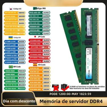 Imagem de 16GB 8GB 4GB 32GB DDR4 RAM Memória PC4 2400MHz 2133MHz 2666MHz ECC Sup