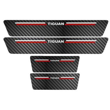Imagem de Kit Soleira Protetora Porta Premium Red Carbono - Tiguan - Jhow Adesiv