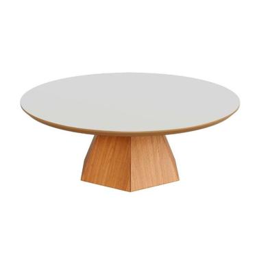 Imagem de Mesa de Centro Redonda Belan 100% MDF Off White e Freijó