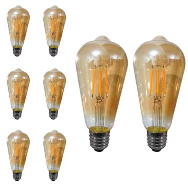 Imagem de Kit 8x Lâmpada Filamento Led St64 Retrô Vintage Âmbar 4W Bivolt