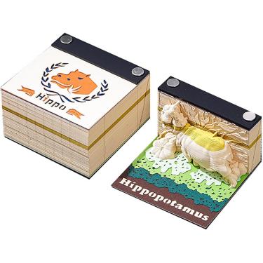 Imagem de Calendário 3d 2025 - Panda, Bloco De Notas 3d, Blocos Artísticos, Calendário De Tempo 2025, Livro De Notas Rasgado à Mão, Modelo De Escultura De Papel, Ornamentos Criativo, Hippo