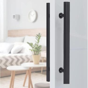 Imagem de Maçaneta De Barra Push Pull Moderna, Maçanetas E Puxadores De Porta De Celeiro Deslizante, Conjunto De Ferragens Embutidas Para Maçanetas De Portão Resid, Black, Length 120cm/47.4inch