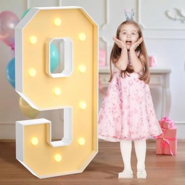 Imagem de Letreiro LED com letras e números, letreiro com alfabeto alimentado por bateria para iluminação noturna, casamentos, aniversários, festas, luzes de Natal ou decoração de casa (branco quente)