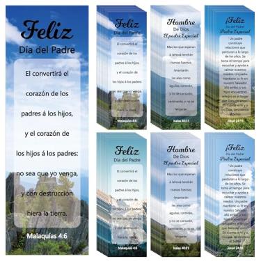 Imagem de TICIAGA Marcador de livro cristão do Dia dos Pais – 120 peças Marcador de livro religioso espanhol cristão com verso inspirador, marcador de página do homem de Deus para papai, marcador de livro para